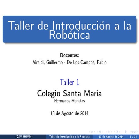 Presentación Taller Introducción a la robótica 