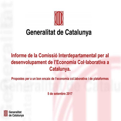 Informe de la Comissió Interdepartamental per al desenvolupament de l’Economi...