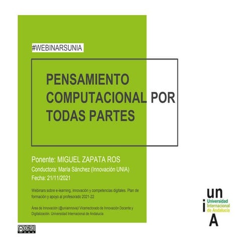 Seminario "Pensamiento computacional" #webinarsUNIA 2021-22