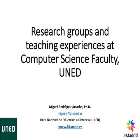 Research groups and teaching experiences at Computer Science Faculty (UNED)