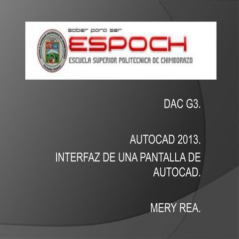 Interfaz de pantalla de autoCAD 2013.