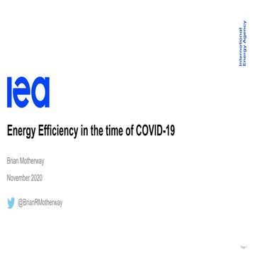 Energy Efficiency in the time of COVID-19
