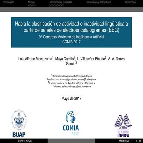 Hacia la clasificación de actividad e inactividad lingüística a partir de señ...