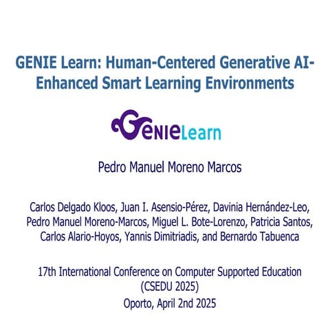 GENIE LEARN Conference presentation - CSEDU 2025 - 02/04/2025