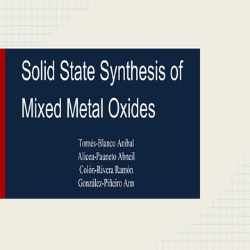 Solid State Synthesis of Mixed Metal Oxides