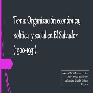 Organización economica, politica y social en El Salvador (1900-1931) 