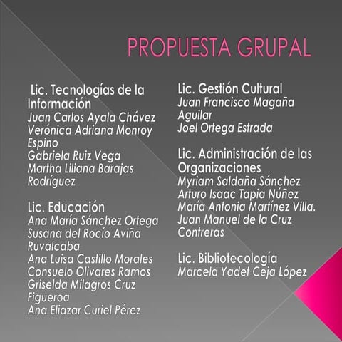 Presentacion de la propuesta grupal