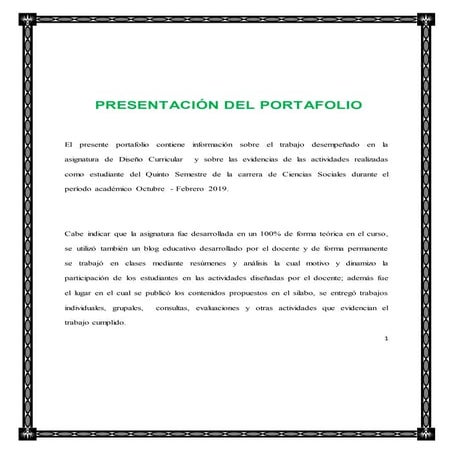 Presentacion del Portafolio