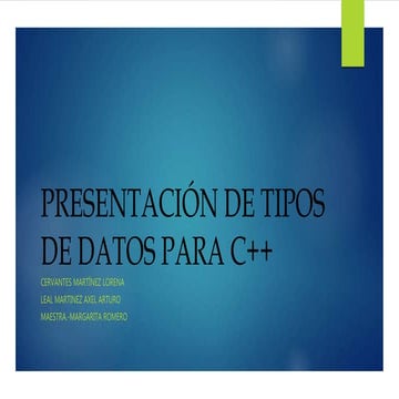 Tipos de Datos en C++ | PPT