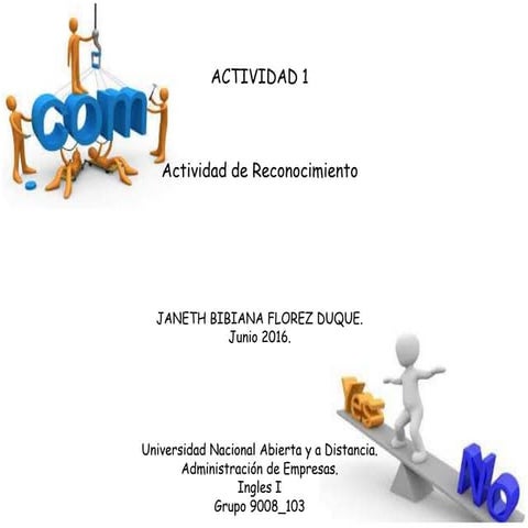 Presentacion curso Ingles I (Grupo 90008_103) 