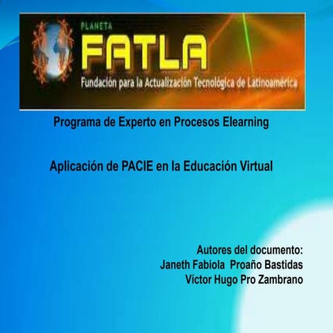 Aplicación de PACIE en la educación virtual