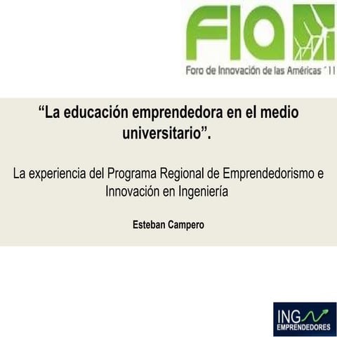 FORO DE INNOVACION DE LAS AMERICAS  - INGEMPRENDEDORES