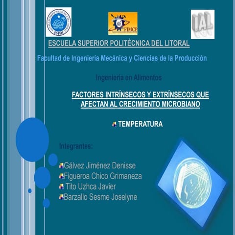 Factores que afectan el desarrollo de microorganismos TEMPERATURA