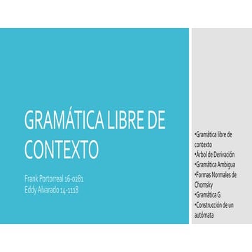 GRAMÁTICA LIBRE DE CONTEXTO 