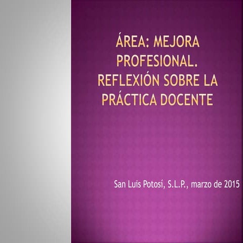 Área: Mejora Profesional. Reflexión sobre la Práctica Docente | PPTX