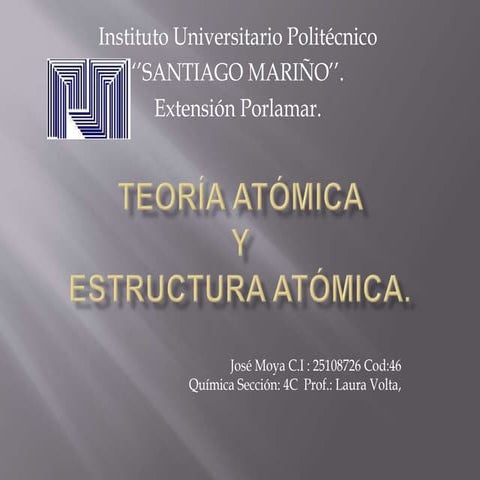 Presentacion. Teoria Atómica Y Estructura Atomica.