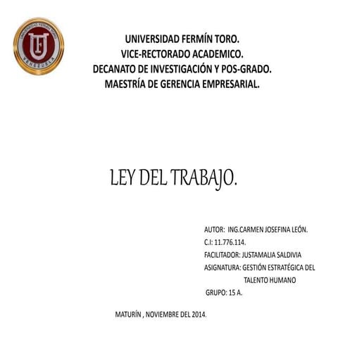 Presentacion ley del trabajo