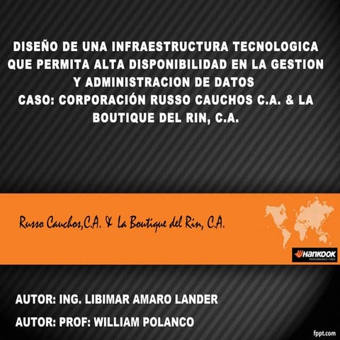 DISEÑO DE UNA INFRAESTRUCTURA  TECNOLOGICA (IT) QUE PERMITA  ALTA DISPONIBILI...