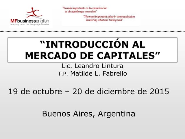 Introducción al Mercado de Capitales