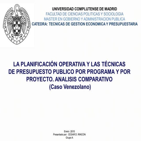 Plan operativo y presupuesto publico en Venezuela