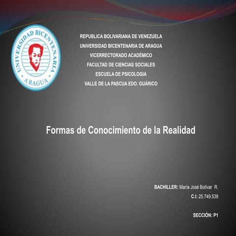 Formas de Conocimiento de la Realidad | PPTX