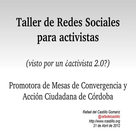 Taller de de redes sociales para activistas