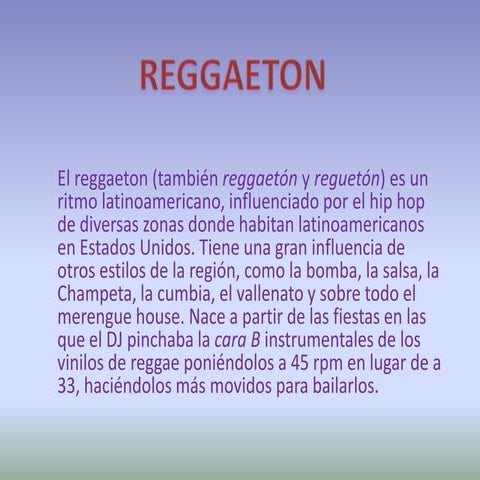 Presentacion Reggaeton