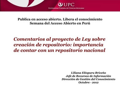 Comentarios al proyecto de Ley sobre creación de repositorio: importancia de ...