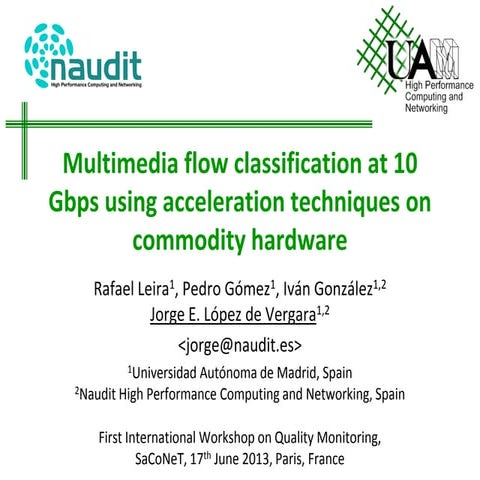 Multimedia flow classification at 10 Gbps using acceleration techniques on commodity hardware
