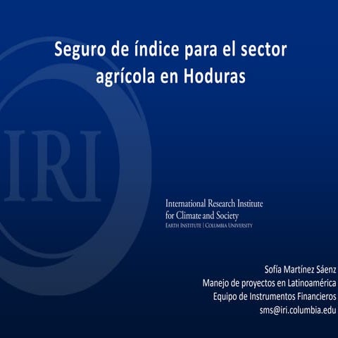Seguro de índice para el sector agrícola en Honduras
