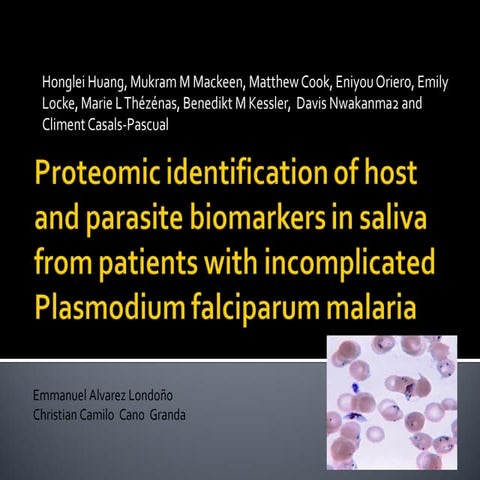Proteomic identification of host and parasite biomarkers in saliva from patie...