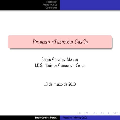 Presentación del proyecto eTwinning CasCo en las I Jornadas sobre GeoGebra en Andalucía