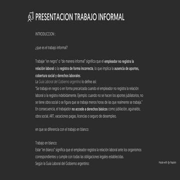 PRESENTACION TRABAJO INFORMAL en la argentina