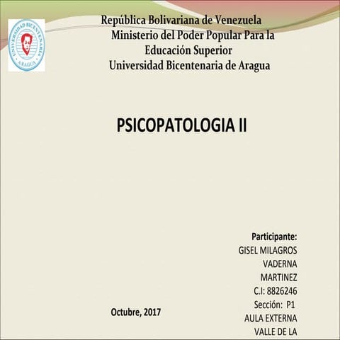 PRESENTACION PSICOPATOLOGIA II UNIDAD I