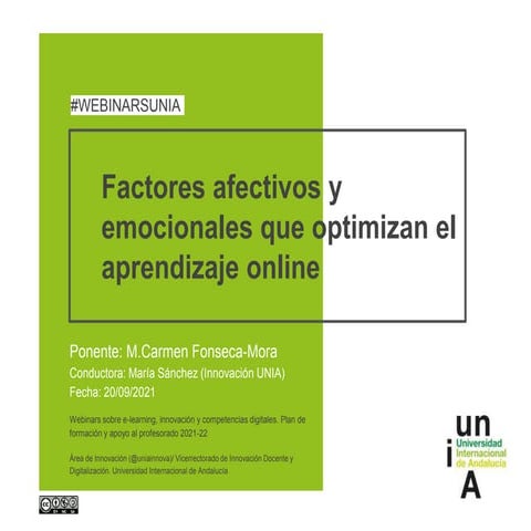  Seminario "Factores afectivos y emocionales que optimizan el aprendizaje onl...