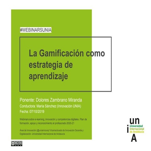 Seminario virtual "Gamificación en entornos virtuales" (#webinarsUNIA)