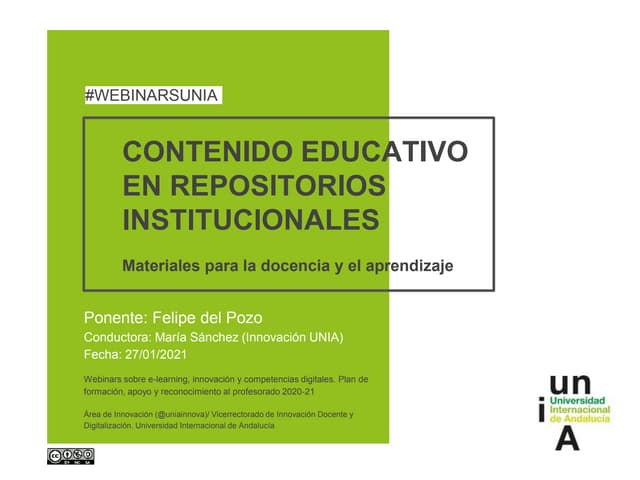 Seminario virtual "Repositorios institucionales de contenido educativo: gesti...