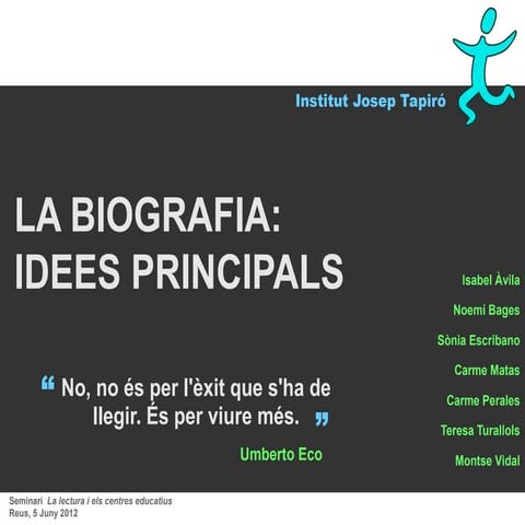 Presentacio pla lector. INS Tapiró