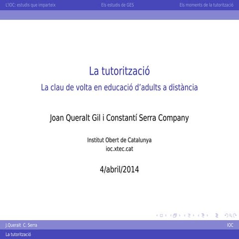 La tutorització: clau de volta en educació d'adults a distància