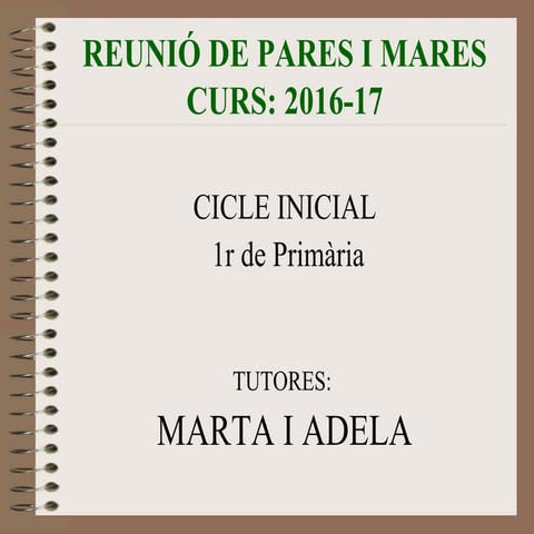 Presentació reunió de pares ci 2016 17 1r primària..