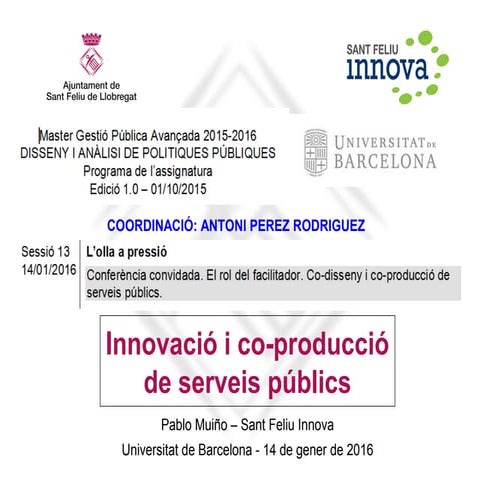 "Innovació i co-producció de serveis públics"