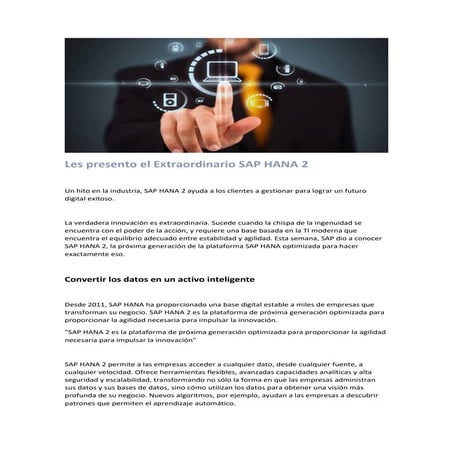 Presentamos el extraordinario SAP HANA 2