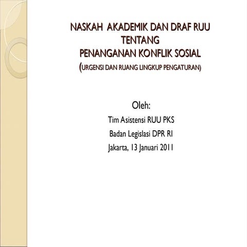 UU Penanganan Konflik Sosial | PPT