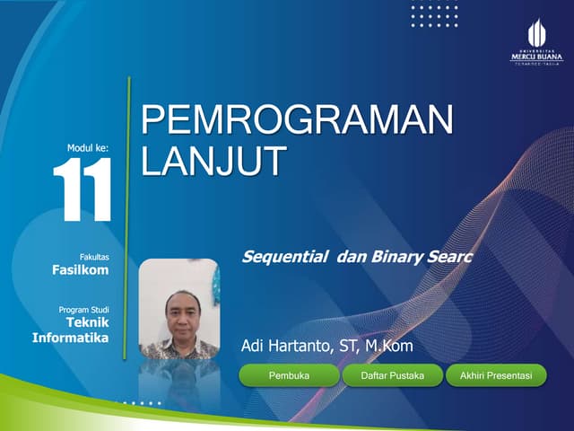 Presentasi 11 Sequential Dan Binary Search Pptx Presentasi 11 Sequential Dan Binary Search Pptx