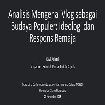 Analisis Mengenai Vlog sebagai Budaya Populer: Ideologi dan Respons Remaja