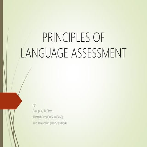 Principles of Language Assessment