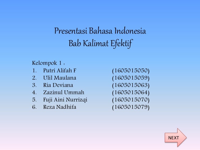Presentasi Bahasa Indonesia Kalimat Efektif