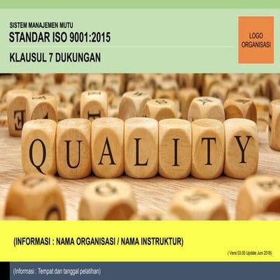 Presentasi iso 9001 2015 persyaratan klausul 7 dukungan