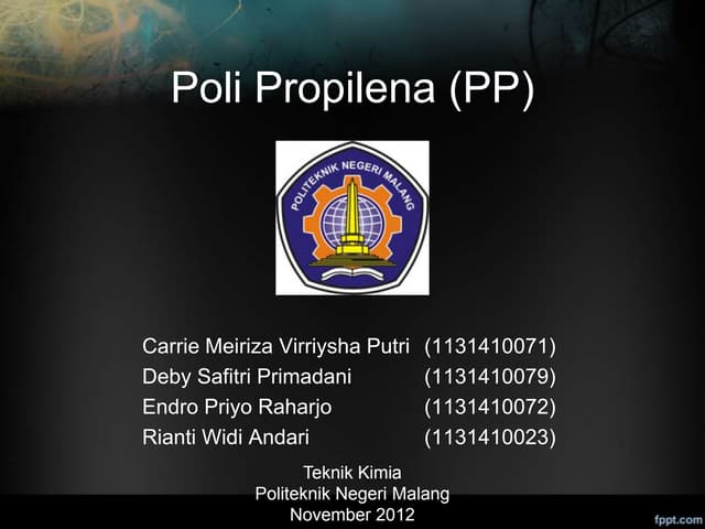 Presentasi poli propilena (pp)