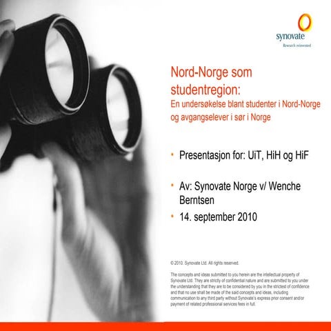 Felles profilering av Nord-Norge som studiearena: Rapport fra spørreundersøkelse